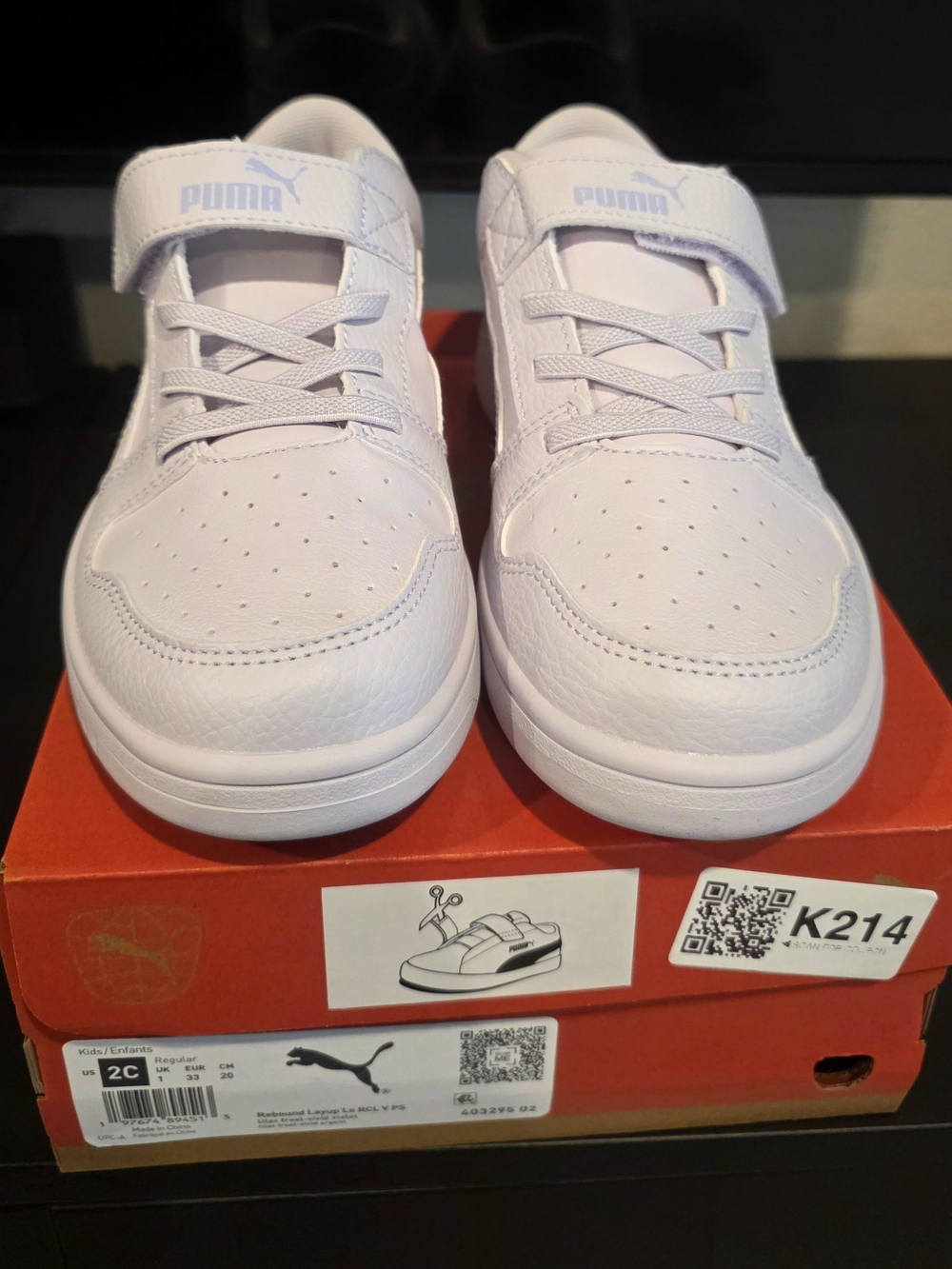 Puma Kids Lilac Velcro & Lace Low-Top Sneakers